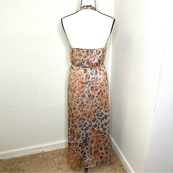 Jessica Simpson Maxi Long Dress Women Halter Neck animal Print Size XSmall‎ Tan - Picture 15 of 16